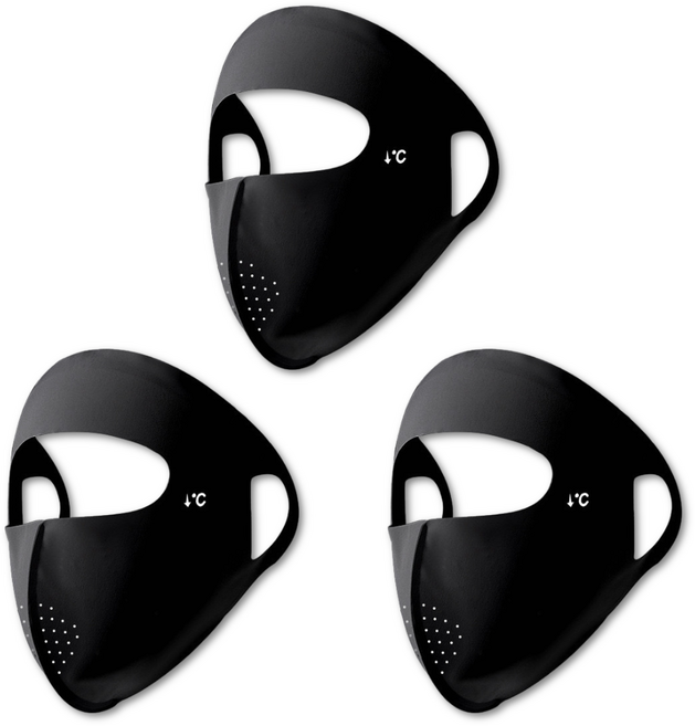 닥터쇼닝 2+1 풀페이스 골프마스크 여름용 자외선차단 얼굴가리개 쿨링 마스크, 다크블랙 3P, 1개