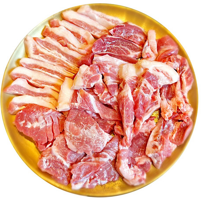 팜스별하 국내산 김해 뒷고기 모둠 돼지고기 모듬 꼬들살 뽈살 콧등살 삼각살 항정살 돈설 돈차돌 대패 특수부위 부속고기 캠핑고기, 뒷고기 모둠 500g, 1개, 500g