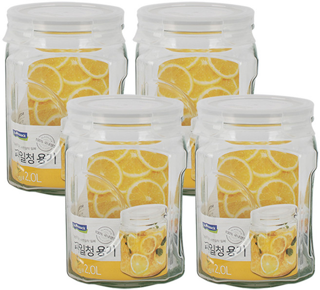 글라스락 사각 캐니스터 밀폐용기, 4개