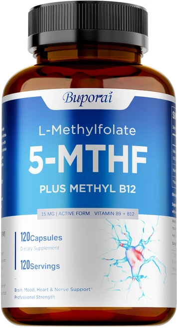 활성형 엽산 L-메틸폴레이트+메틸 B12복합 캡슐 기분 지원 인지 기능 심장 건강 신경 기능 고흡수형 5-MTHF 형태 전문가 추천, 1개, 60정 - 쿠팡