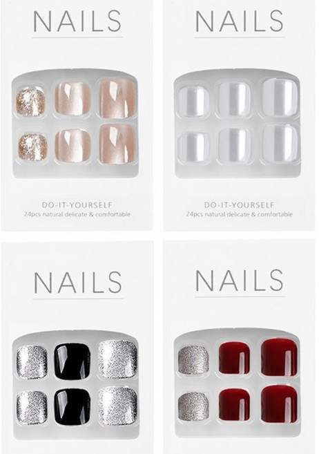 키스미스 페디큐어 페디팁 붙이는 젤페디 팁 패디네일 4종타입 x 24p, 1개, 혼합색상 력셔리 시리즈 B