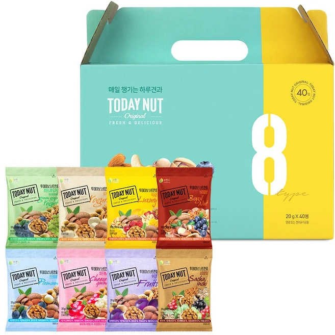 투데이넛 너트한줌 8종 견과선물세트 800g, 1세트 - 쿠팡