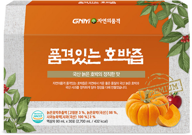 자연의품격 품격있는 호박즙, 90ml, 30개