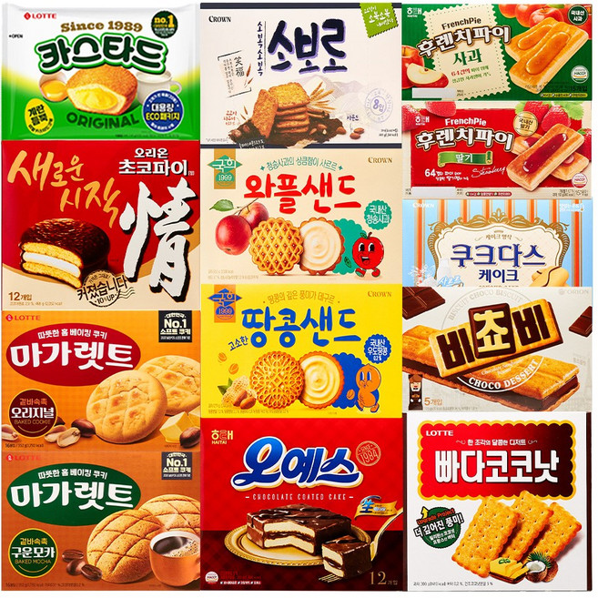 [노른자마트] 6A 사무실 회사 탕비실 간식 과자 세트 13종 / 낱개 소포장 대용량 과자모음, 1개