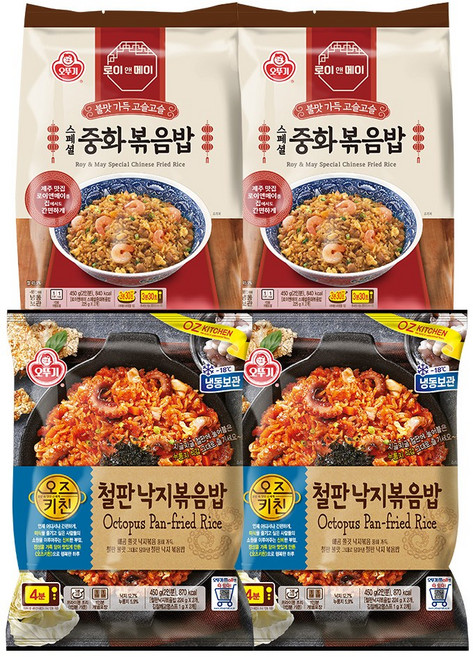 오뚜기 로이앤메이 스페셜중화볶음밥 2개+오즈키친 철판낙지볶음밥 2개, 1세트, 1.8kg