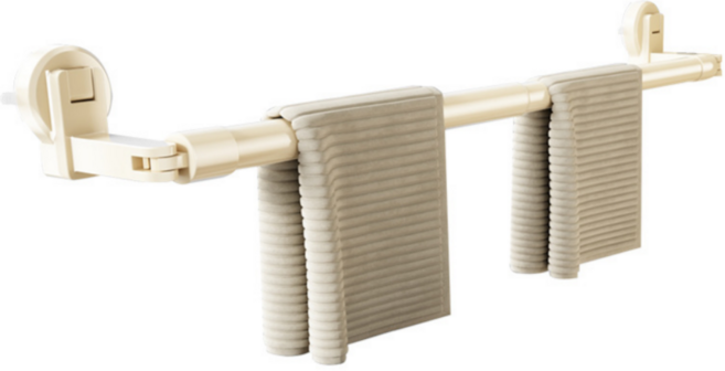 도움집 무타공 접이식 흡착식 빨래건조대, 베이지