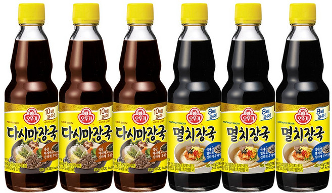 오뚜기 장국 2종 각 3개 멸치장국+다시마장국, 1개, 360ml