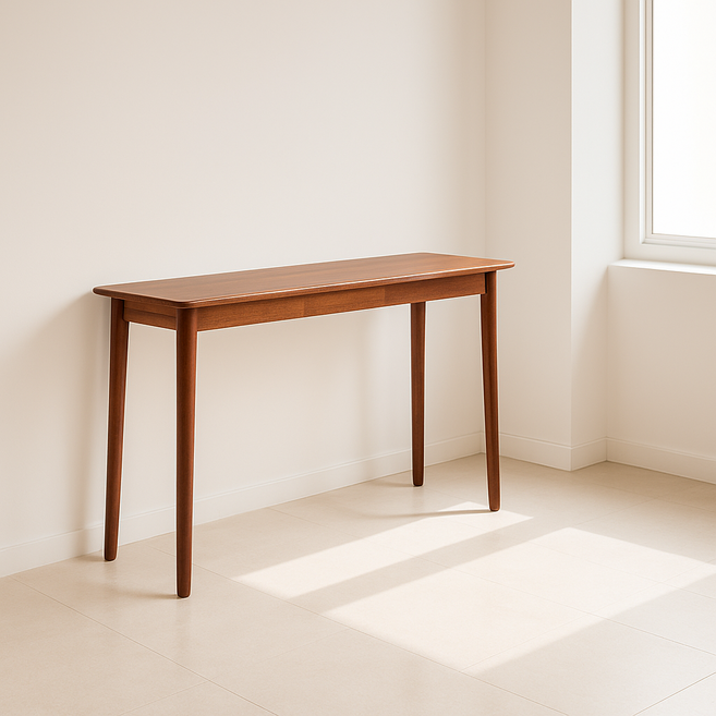 나인홈 베네 원목 콘솔 테이블 폭좁은 다용도 다이닝 식탁, 브라운