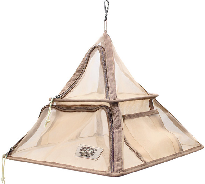 캠프빌리지 캠핑 2단 삼각 식기 건조망 + 전용가방, 1개, 베이지