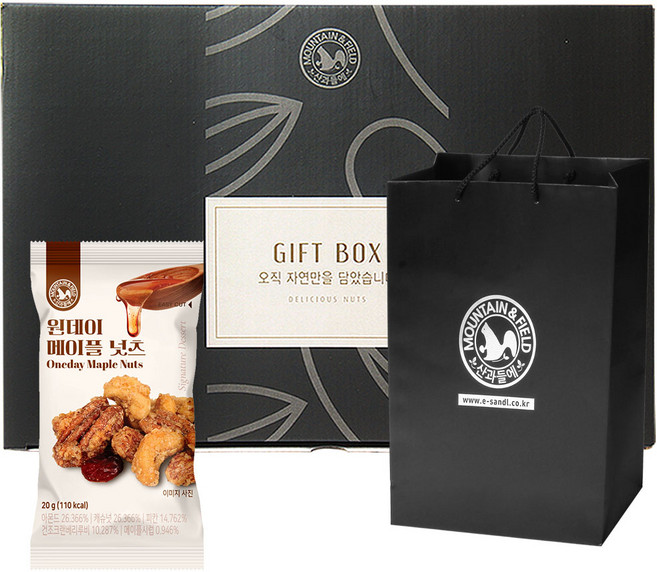 산과들에 원데이메이플넛츠 50입 + 쇼핑백 선물세트, 50개
