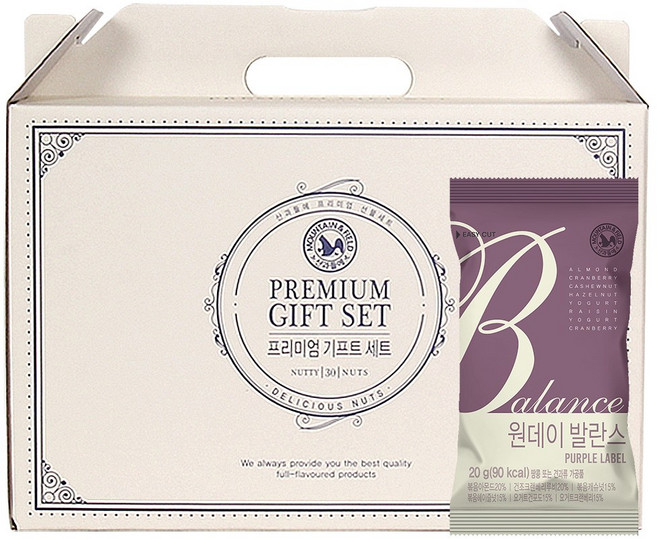산과들에 원데이발란스퍼플 30입 하루견과류 선물세트, 20g x 30봉, 1세트