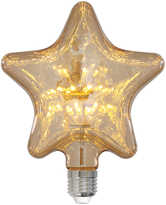 LED 에디슨 눈꽃 전구 별 모양 골든글라스, 전구색, 1개