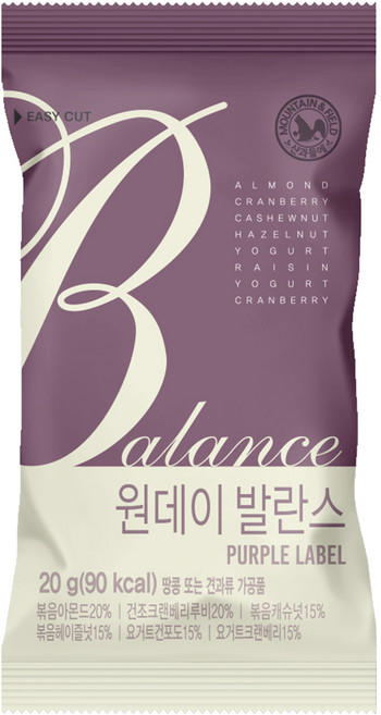 산과들에 원데이발란스퍼플 하루견과류 20g 30봉, 30개