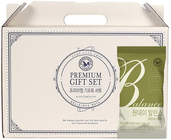 산과들에 원데이발란스그린 30입 선물세트 x 2개 하루견과류 선물세트, 60개, 20g