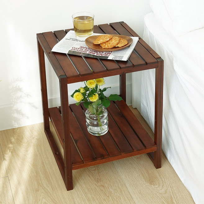 모나 원목 모듈 협탁 침대 미니 적층식 2단 선반, 월넛, 1개