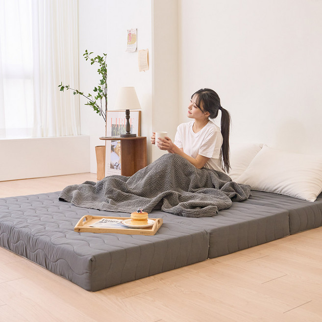 따잠 스탠다드 3단 접이식 통몰드 매트리스+커버 8/15cm