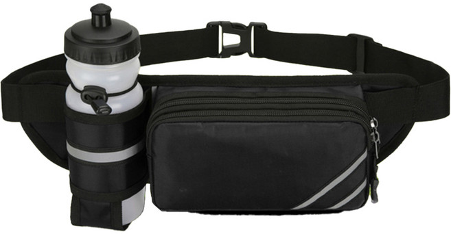 바디모션 등산 마라톤 조깅 스포츠 방수 러닝벨트 힙색 수납가방, 1.블랙, 1개