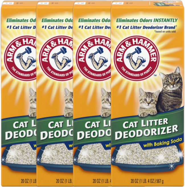 [겟플렉스]암앤해머 디오더라이저 파우더 고양이 화장실 냄새제거 탈취제, 567g, 4개