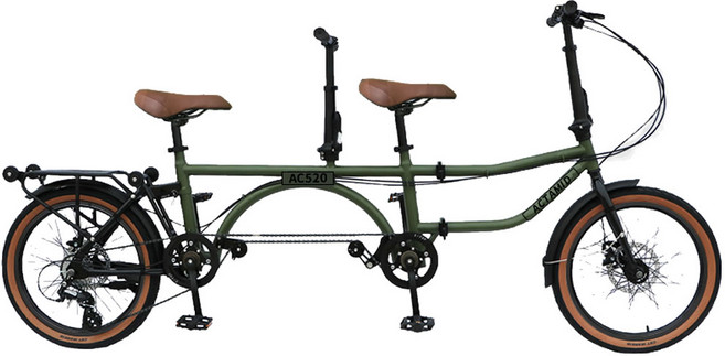 접이식 2인용 자전거 2인 3인용 커플 2인승 가족 한강 데이트 바이크, 블루-녹색, 1개