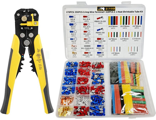 공구라면 ( 09RM ) 이지스트립퍼 열수축 튜브 절연 터미널 단자, 1세트, [선택3]이지스트립퍼+절연터미널단자열수축튜브678p세트