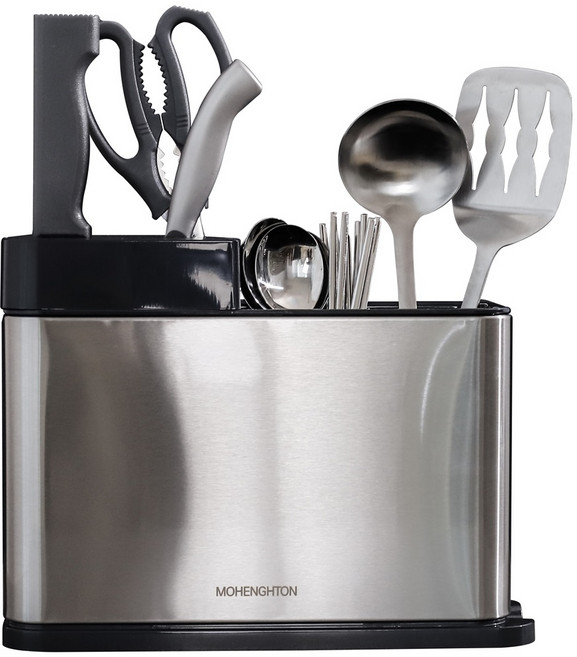 모벵스턴 올스텐 자동 물빠짐 통세척 수저통 조리도구통, 조리도구칼통 키친 유텐실스 홀더, 1개