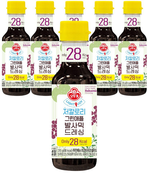 오뚜기 그린애플 발사믹 저칼로리 드레싱 315g 가정용 다이어트용, 6개