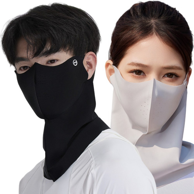 루다피 자외선차단 쿨마스크 여름용 골프마스크 스포츠마스크 햇빛가리개, 팬텀블랙+라이트그레이, 1개