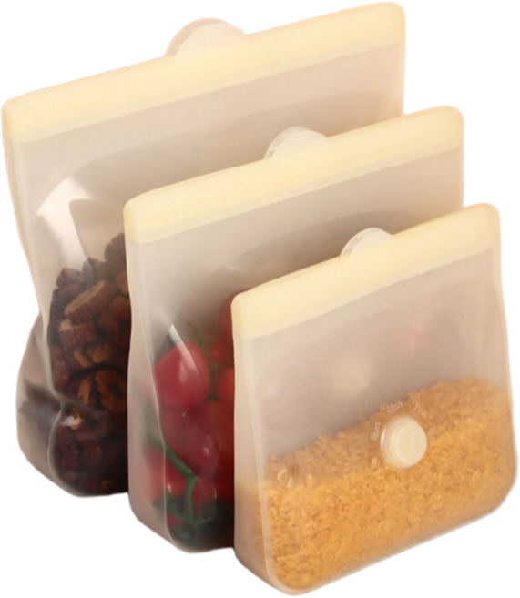 에코락 빅사이즈 밀폐 실리콘 지퍼백 3종 세트 프리미엄 스탠드 용기, 크림레몬, 1개