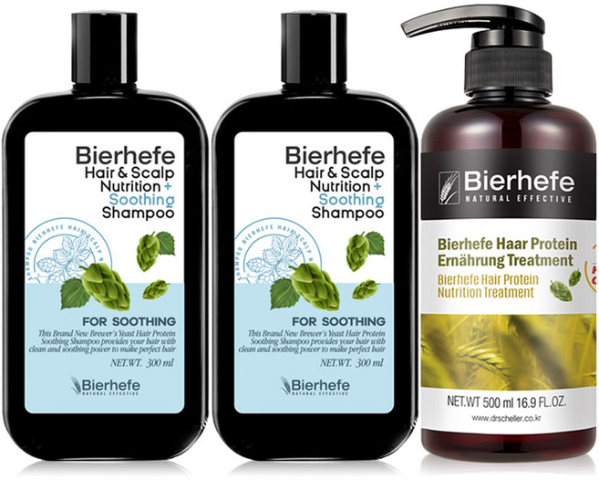 [2+1] 비어헤페 플러스 수딩 샴푸 300ml 2개+ 트리트먼트 500ml