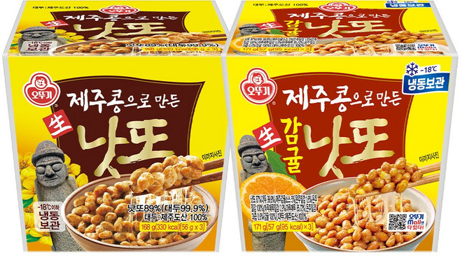 오뚜기 제주콩으로 만든 생낫또 168g 3개+생감귤낫또 171g 3개, 1세트, 1.017kg