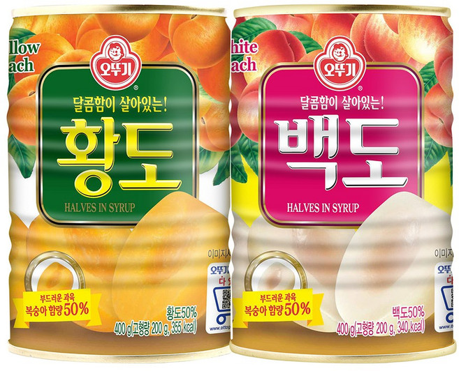 오뚜기 황도 5개+백도 5개, 1세트, 400g