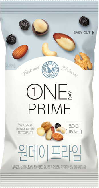 산과들에 원데이프라임 하루견과 20g 100봉, 100개