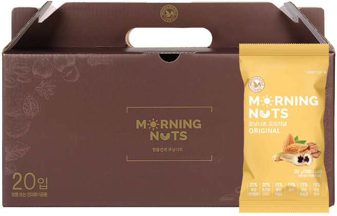 산과들에 모닝너츠오리지널 20입 하루견과류 선물세트, 20g, 20개
