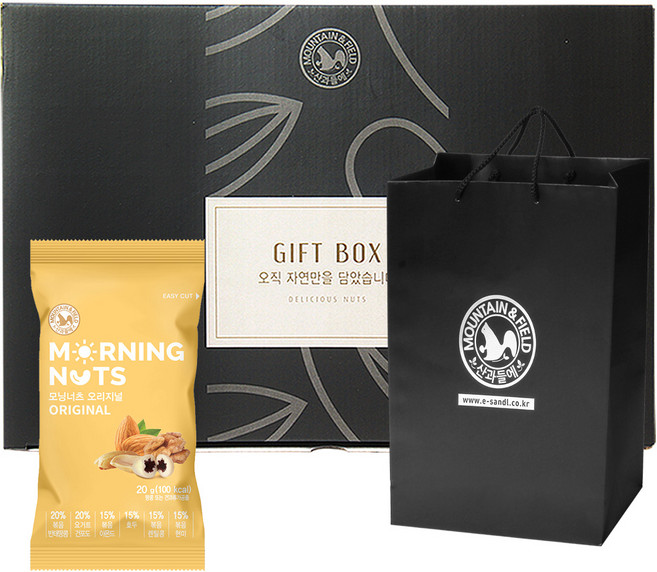 산과들에 모닝너츠오리지널 50입 + 쇼핑백 하루견과류 선물세트, 20g, 50개