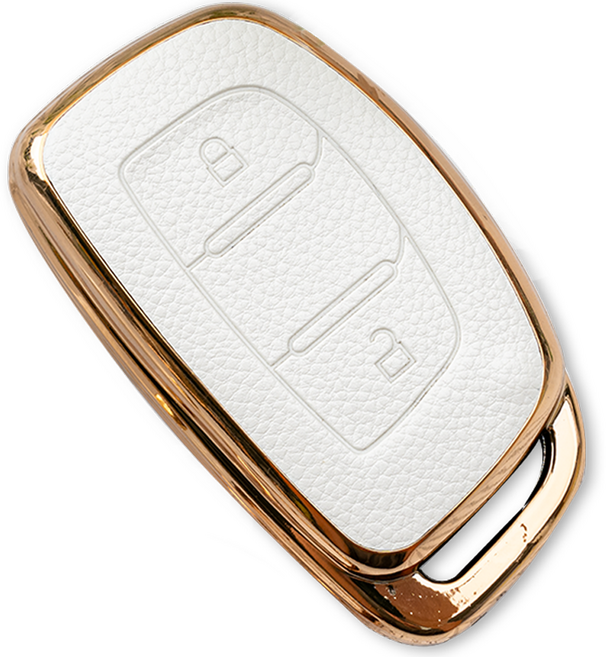 바이어블 현대 포터 전기 일렉트릭 호환 TPU 가죽 스마트 키케이스 키홀더 키링, 2버튼(TL14), 화이트골드