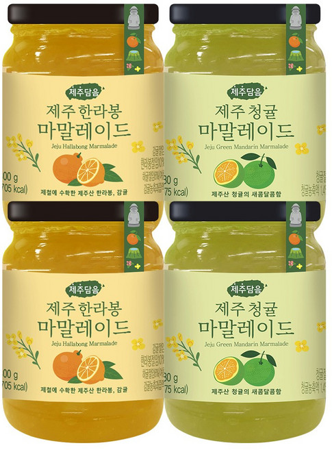 오뚜기 제주담음 제주한라봉마말레이드 300g 2개+제주청귤마말레이드 280g 2개, 1세트