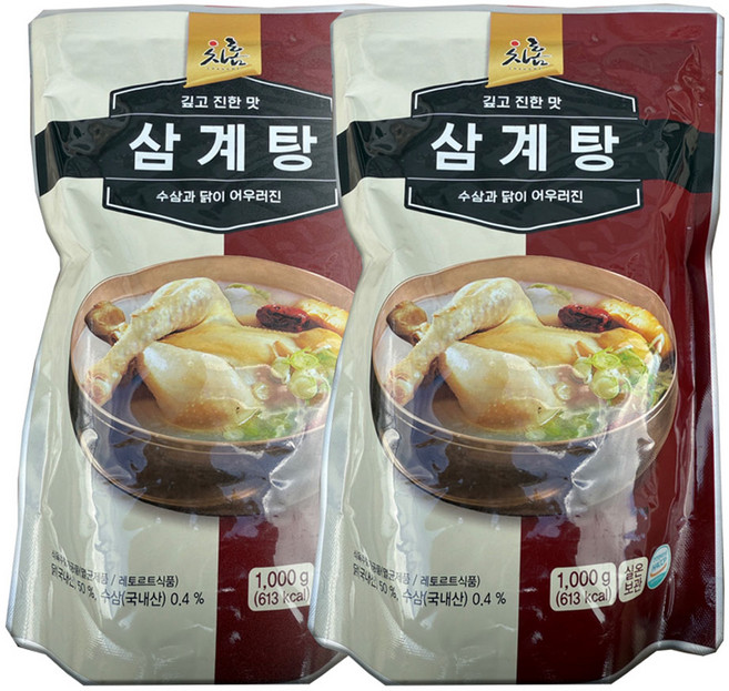 차홈 국내산 수삼 삼계탕 1kg 보양식 간편식 실온보관, 2개