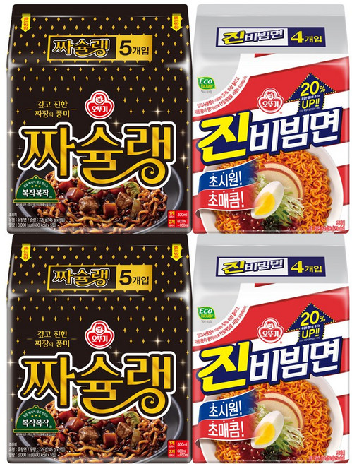 진비빔면 4입x2개+짜슐랭 5입x2개, 1세트