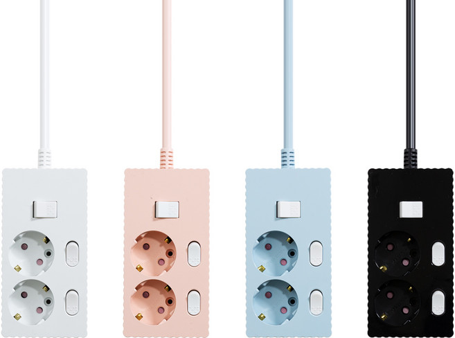 쿠폰19% 파워존 웨이브 멀티탭 개별 절전 과부하차단 2구 멀티콘센트, 50cm, 개별 2구 파스텔블루, 1개, 50cm