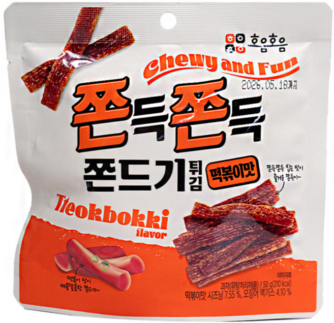 호음호음 쫀드기튀김 떡볶이맛, 50g, 8개