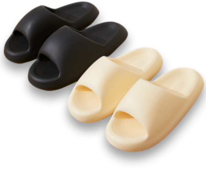 위시비아 EVA 쿠션 구름 슬리퍼 2종 세트, 아이보리+블랙, 1개