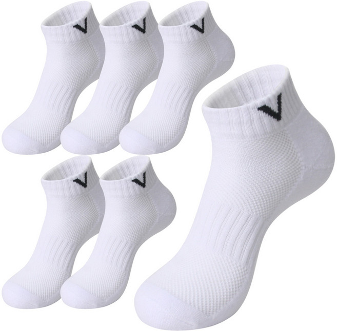 발렌티노크리스티 남자 V 하프 메쉬 쿠션 스포츠양말 [이중 바닥 쿠션 + 발등 망사], 흰색(white)_6켤레