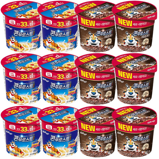 켈로그 컵시리얼 40g (콘푸로스트 다크초코6 콘푸로스트6), 1개, 480g