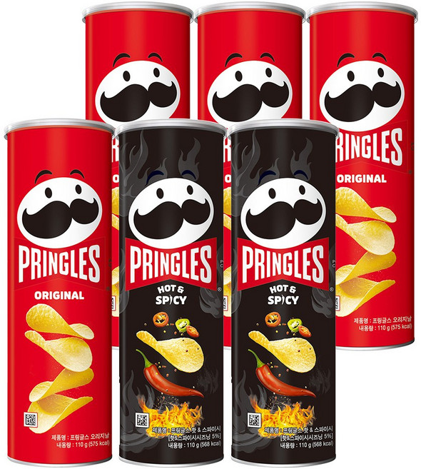 프링글스 오리지날 110g x4개+매운맛 110g x2개, 1개