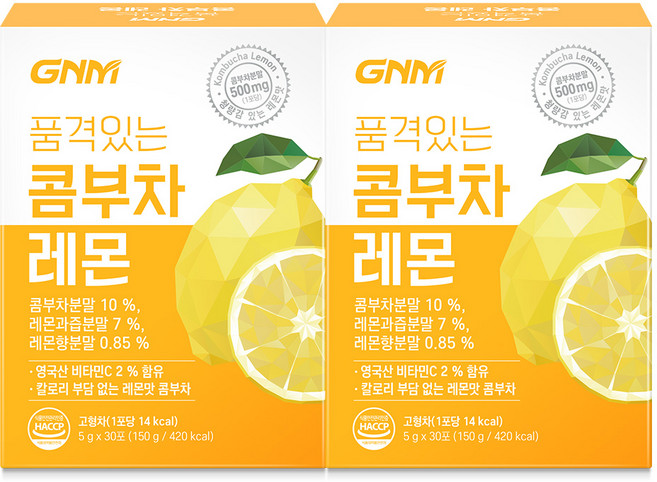 GNM자연의품격 품격있는 콤부차 레몬 비타민C 유산균 분말 스틱, 5g, 30개입, 2개