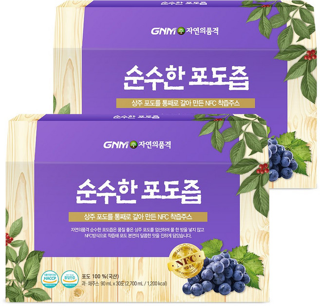 GNM자연의품격 순수한 포도즙, 2.7L, 2개