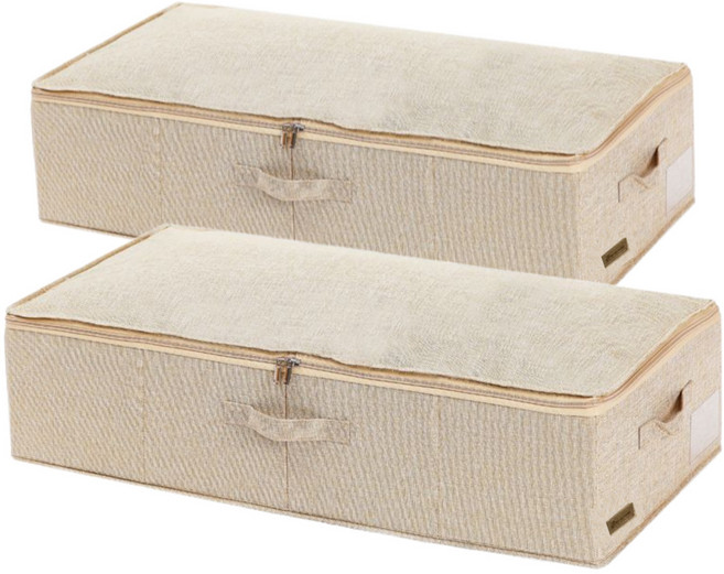 넷세일마켓 침대밑 틈새 언더베드 패브릭 리빙박스, 2개, 베이지