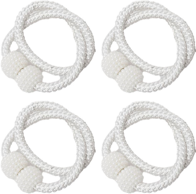 가나다라 진주모양 자석끈 커튼끈 커튼홀더, 4개, 실버 화이트