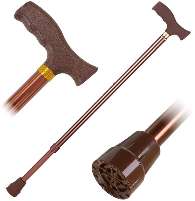 행복의모든것 높이 조절 노인 지팡이, 브라운, 1개