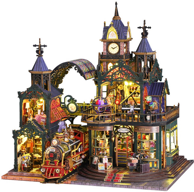 옥탑방어른이 DIY 미니어처 하우스 만들기 중형 마법 정거장 [한글메뉴얼포함] OCTP003